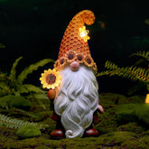 Olekki Sunflower Gnome with solar lights brightens porches at night