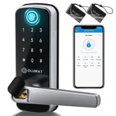 OLUMAT Smart Door Lock front view with durable handle.