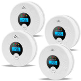 OLUNCLE 4 pack smoke and CO detector with test button and LCD display for home safety