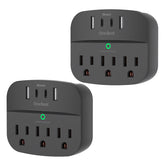 One Beat two-pack outlet front view with three outlets and USB ports for versatile charging.
