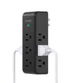 One Beat surge protector with rotating plug powers nine outlets from a single wall.