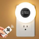 One Fire bathroom clock with dimmer and remote for adjustable brightness.