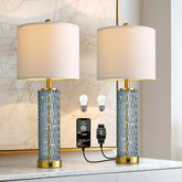 Oneach 27.75-inch blue glass table lamp pair for a stylish bedroom setup