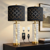 Oneach modern table lamp set enhances bedside decor with a gold finish