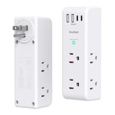 One Beat surge protector outlet extender with rotating plug safeguards devices during daily dorm or office use.