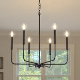ONESMING modern black chandelier – six-light dining focal point for ambiance.