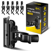Onesnt 6-pack E-track holders organize trailer tools for quick access.