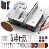 ONEVAN mini table saw with dual motors and safety switches for smooth operation and reliable cuts.