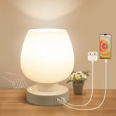 ONEWISH Touch Bedside Lamp base with sleek metal finish and USB ports for easy charging