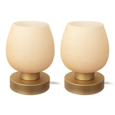 ONEWISH Touch bedside lamp duo with desert titanium glass shade on a nightstand.