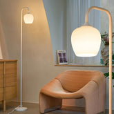 ONEWISH white floor lamp with opal shade for warm reading light