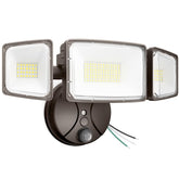 Onforu 100W dusk-to-dawn light front view with three heads for perimeter safety