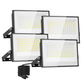 Onforu 120W flood light front view showing bright daylight white output for outdoor spaces