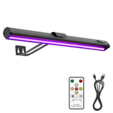 Onforu 15-inch black light bar illuminating neon posters and tapestries.