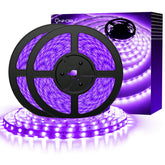 Onforu 32-8ft blacklight strip glowing neon colors for parties.