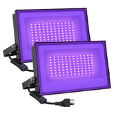 Onforu 60W black light flood front view highlighting neon colors for parties