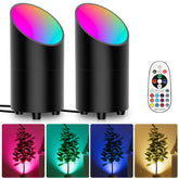 Onforu 7W RGBW floor can light in a two-pack setup highlighting vibrant colors.