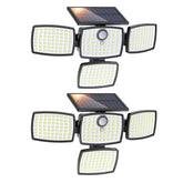 Onforu solar lights outdoor with four heads, wide 270° coverage for yards.