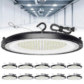 ONLYLUX 200W UFO high bay light installed for bright, energy-efficient warehouse lighting.