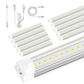 ONLYLUX 8ft LED shop light front view with bright, even illumination.