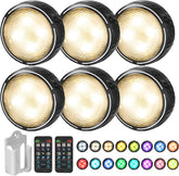 Onumii LED puck light on cabinet enhances cabinet lighting with remote control