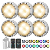 Onumii LED Puck Light under-cabinet setup adds subtle glare-free kitchen illumination.