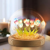 ONXE Tulips night light with glass dome for warm home ambiance