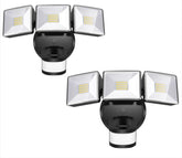 OREiN flood light front view showing dusk-to-dawn option for yard security.