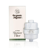 Organic Jaguar 22-stage shower filter closeup showing advanced filtration for cleaner water
