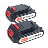 Orstaimer LBXR20 2-pack batteries for Black and Decker tools.