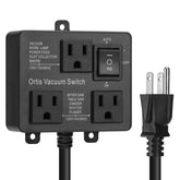 Ortis vacuum switch with dual outlets for simultaneous tool use and vacuum operation.