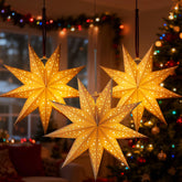 OSALADI 3Pcs paper star lanterns, easy assembly for festive decor.