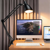 OSORD metal LED desk lamp with 32-inch swing-arm clamp delivers space-saving lighting