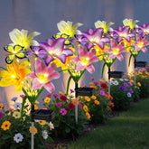Ostritec solar lilies with butterflies front view illuminate the garden