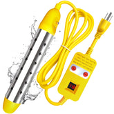 Ostutry portable immersion heater in bucket view enables quick bucket heating for chores.