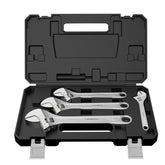 OTLOOMTBT 4-piece adjustable wrenches with wide jaws grip large fasteners securely.