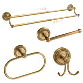 Otoolling antique brass wall-mounted towel rack with adjustable span for flexible bathroom layouts.