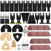 OTUCO 150pcs oscillating blades kit for precise wood and metal cuts.