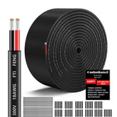 Oududianzi 18/2 wire with black and red jacket for easy low-voltage LED connections.