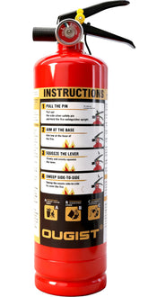 Ougist ABC fire extinguisher for home kitchen, ready for quick use during a small fire.