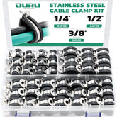 OURU 72pcs stainless steel cable clamps kit in a box for versatile mounting