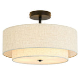 Outiron 16 inch semi flush drum light over dining table adds warm ambience