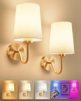 Ouyulong battery wall sconce in brushed gold mounted on wall with warm glow