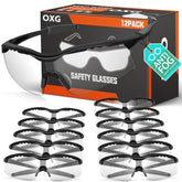 OXG 12-pack anti-fog safety glasses with clear lenses for durable eye protection.