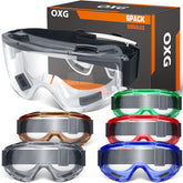 OXG 6-pack safety goggles packaging shows bulk protection for teams.