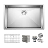 Oxwiser 30x18 undermount sink front view; durable stainless steel for heavy kitchen use.