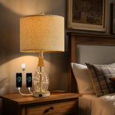 OYEARS 23-Inch dual-light table lamp with warm glow for cozy bedrooms.