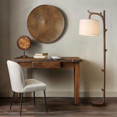 OYEARS retro farmhouse floor lamp with walnut base delivers warm ambience for living rooms