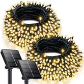 OZS 2-pack 240-LED solar lights for outdoor use with auto-on dusk feature