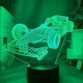 Paesteffe F1 racing car illusion lamp base with 3D effect for kids' rooms.